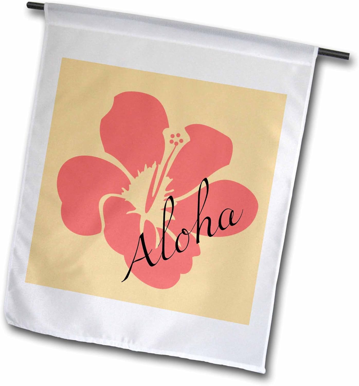 3dRose fl_53522_1 Peach Hibiscus Aloha Flower-Floral Print-Tropical Art-Hawaiian Garden Flag, 12 by 18-Inch