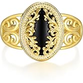 Black Onyx Stone Ring 925 Sterling Silver Filigree Ring Black Onxy Jewelry Gifts for Women Men