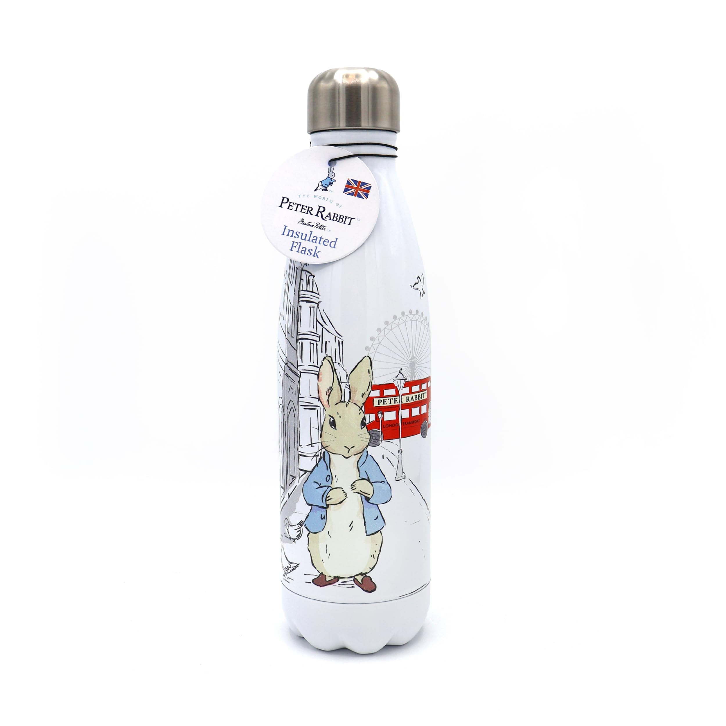 Robert Frederick Peter Rabbit Water Bottle - Out & About Design, White