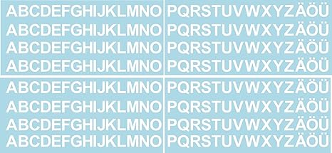 232 Klebebuchstaben je 8-mal A-Z Ä Ö Ü je ca. 2 cm hoch, in weiß, Buchstaben