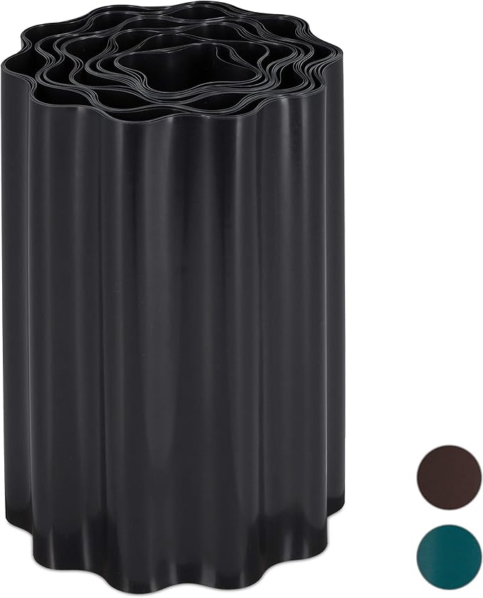 Relaxdays, schwarz Flexible Rasenkante, wellige Beeteinfassung aus