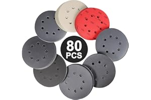 MOPILLOS 80Pcs 5 Inch Wet Dry Sanding Discs Hook & Loop,Waterproof Sandpaper Silicon Carbide 240 to 3000Grit for Random Orbital Sander, Sanding Disc for Automotive Wood Metal Polishing & Sanding