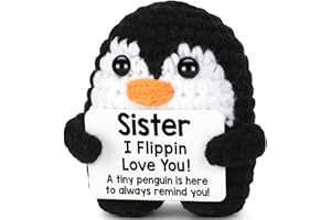CRYCARROT Christmas Birthday Gifts for Sister from Sisters, Handmade Crochet Penguin Sister Birthday Gift Ideas, Funny Sister Gifts for Women Girls, I Love You Sister Bestie Soul Sister Emotional Cute Decor