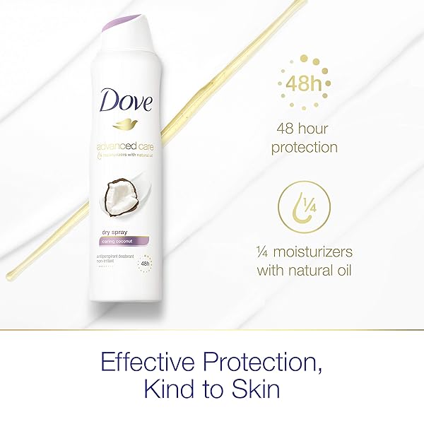 DOVE DRY SPRAY ANTIPERSPIRANT DEODORANT, CARING COCONUT, 3.8 OUNCE