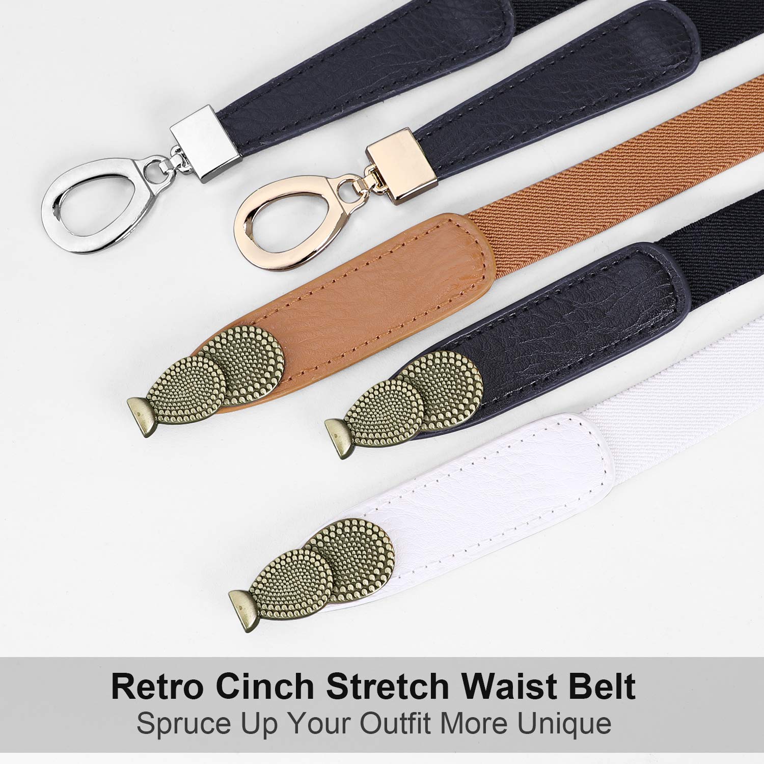 Women Skinny Elastic Stretch Belt for Dresses Retro Ladies Waist Cinch Thin Belt By JasGood