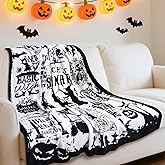 Witch Blanket Halloween Throw Blankets Gifts for Women Witchy Goth Skull Pumpkin Flannel Fleece Blankets for Couch Sofa Bed Chair Decor Witch's Spider Webs Decorations Blanket 50x60in - White