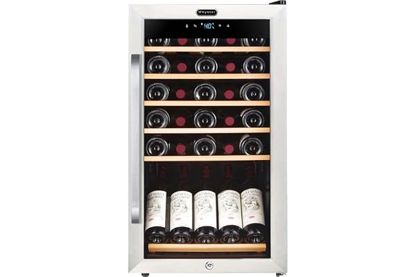 Whynter FWC-341TS 34 Bottle Freestanding Stainless Steel Wine Refrigerator with Display Shelf and Digital Control, Gray
