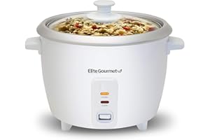 Elite Gourmet ERC-003X Electric Rice Cooker with Automatic Keep Warm Makes Soups, Stews, Grains, Hot Cereals, 6 Cups Cooked (