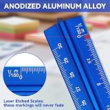 SZXMDKH 30cm Triangular Scale Ruler Metal 6 Scales Architect Engineer Blue view 3