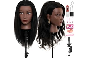 NEVERLAND BEAUTY & HEALTH 20-22" Mannequin Head,100% Real Human Hair Mannequin Head, Braiding Cosmetology Manikin Doll Head for Hair Styling Training with Table Clamp,Braiding Set(Light brown) Hair Extensions