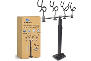 Mojiate Aluminum Fishing Rod Holder -360° Rotating Fishing Rack for 4 Rods Heavy Duty Marine Grade Boat Accessories,Saltwater Fishing Boats, Yachts & Ships,Crappie,Catfish,Ttrolling