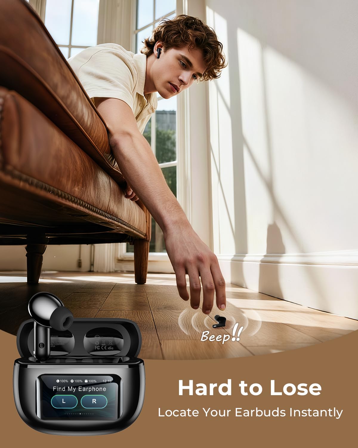 Wireless Earbuds, Ear Buds Active Noise Cancelling with Charging Case, 6.0 Bluetooth Earbuds with AI Clear Calls, 40H Playtime for Sports & Working, Stereo Sound Headphones for iPhone/Android/iPad