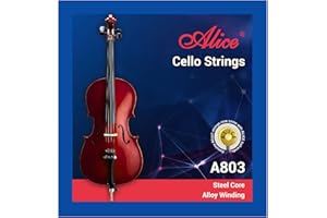 Alice Cello Strings 4/4 Full Set - Well Balanced & Deep-forceful Timbre, Steel Core with Alloy Winding, Cello Strings for 4/4 & 3/4 Size Cello (FullSet A D G and C)