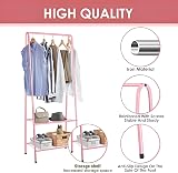 Youyijia Pink Clothes Rail 60x151cm Heavy Duty Garment Rack with Shelves view 3