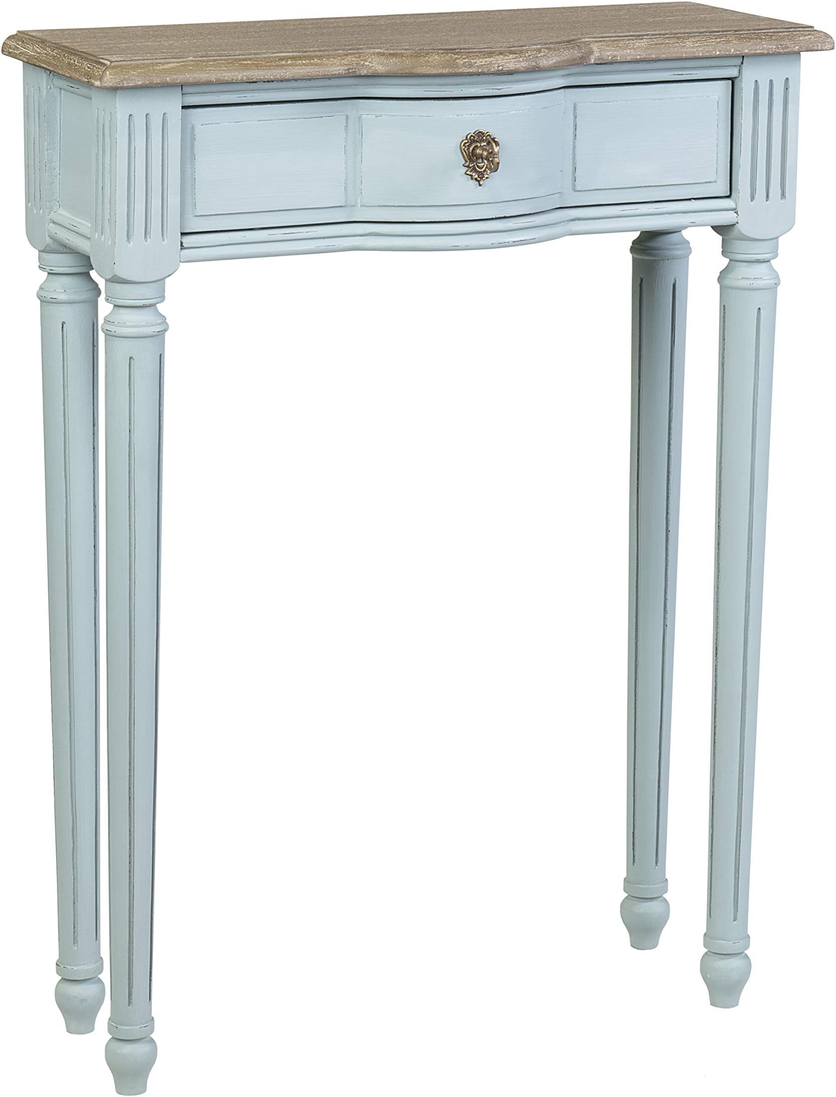 East At Main Console, Wood, Blue