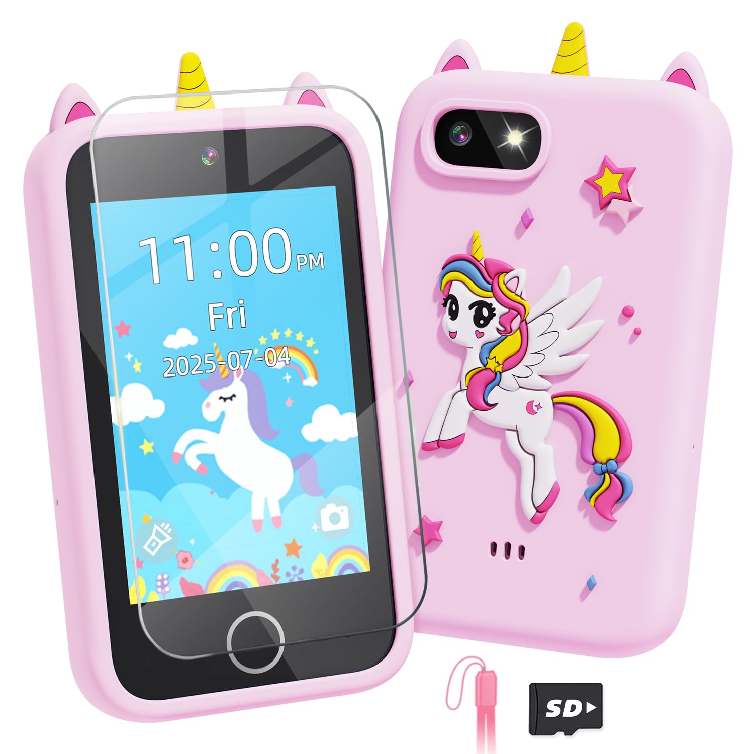 Kids Smart Phone, 3.5" Unicorn Toy Phone for 3 4 5 6 7 8 9+ Year Old Grils, Christmas Birthday Gifts Learning Toys for Girls Age 3-9+, Phone for Kids Dual Camera, Storytelling, Music Player โ image 1
