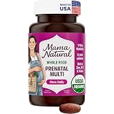 Mama Natural Organic Prenatal Vitamins for Women Vegan (30 Servings) | One A Day Prenatal Vitamins for Pregnant Women | Food Based, Non-GMO &amp; Gluten-Free - Pre Natal Multivitamin with Folate
