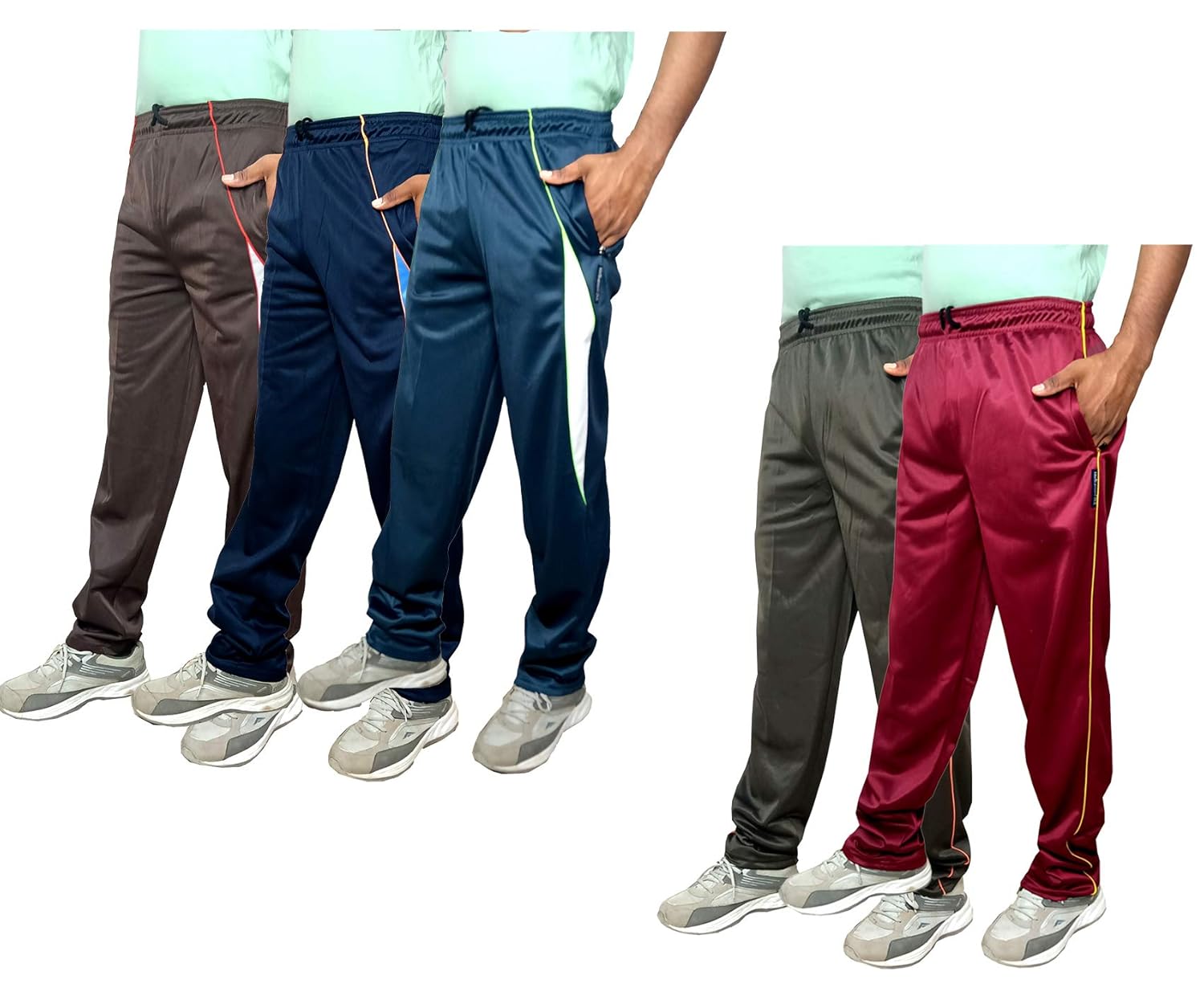 Buy Indistar Men's Polyester Track Pants/Lower for Winters Pack of 5 at