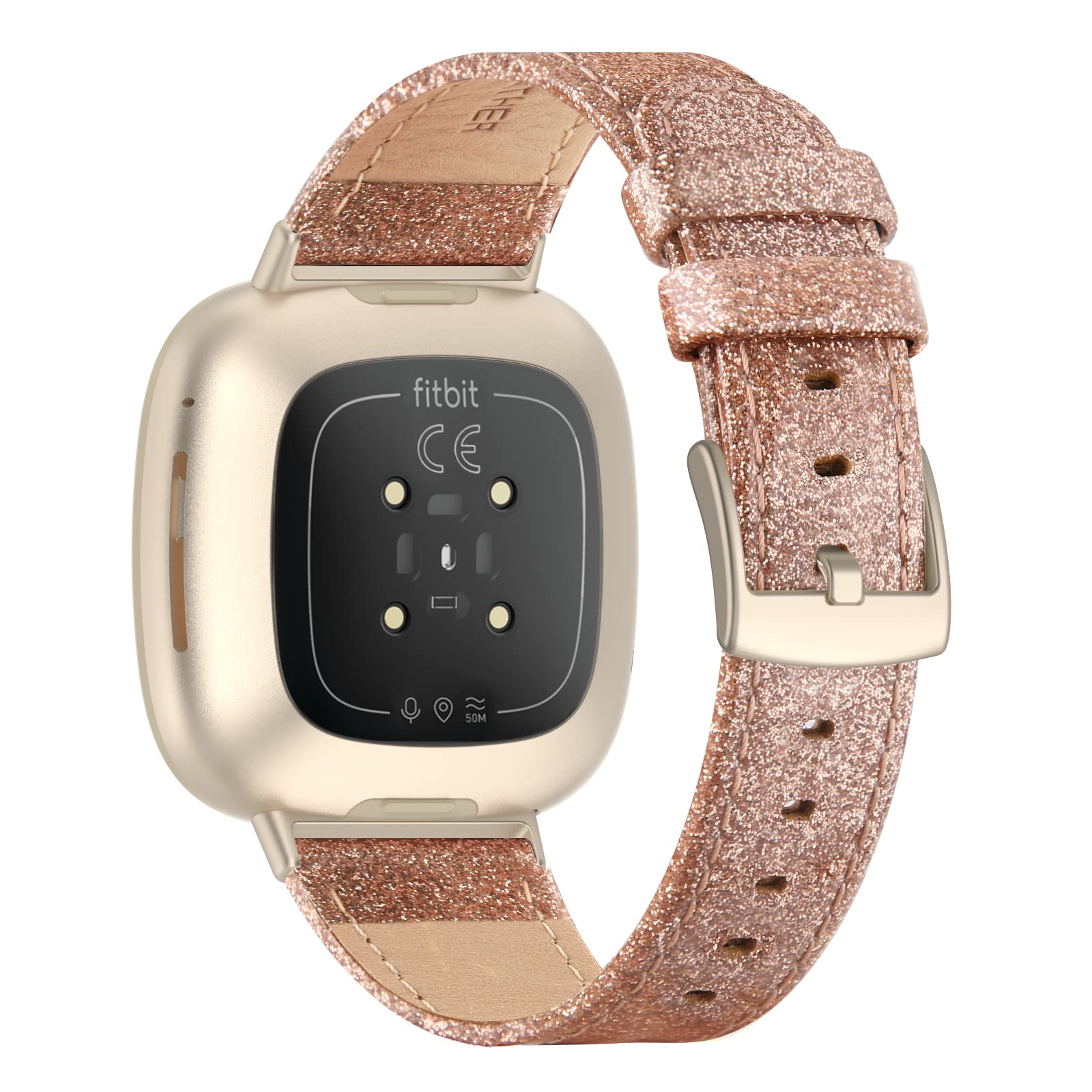 Tuocal Genuine Leather Strap Compatible with Fitbit Versa 4 / Versa 3 / Sense 2 / Sense for Women Men, Soft Breathable Genuine Leather Adjusted Replacement Strap Wristband for Fitbit Versa 4/3 โ image 1