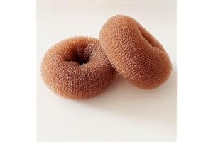 SQULIGT Pack of 2 Medium Hair Bun Maker, Hair Donut Set for Kids Girls Women, Hair Donut Bun Maker Tool for Short and Thin Hair Crown Shapers Accessories (Size M/ 3 Inch, Light Brown)