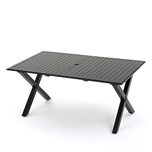 Christopher Knight Home 301072 Eowyn Black Cast Aluminum Expandable Outdoor Dining Table