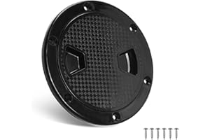Amarine Made 6" Boat Hatch, Round Deck Plate, Non Slip Boat Inspection Hatch for Marine Boat Yacht RV (Black)