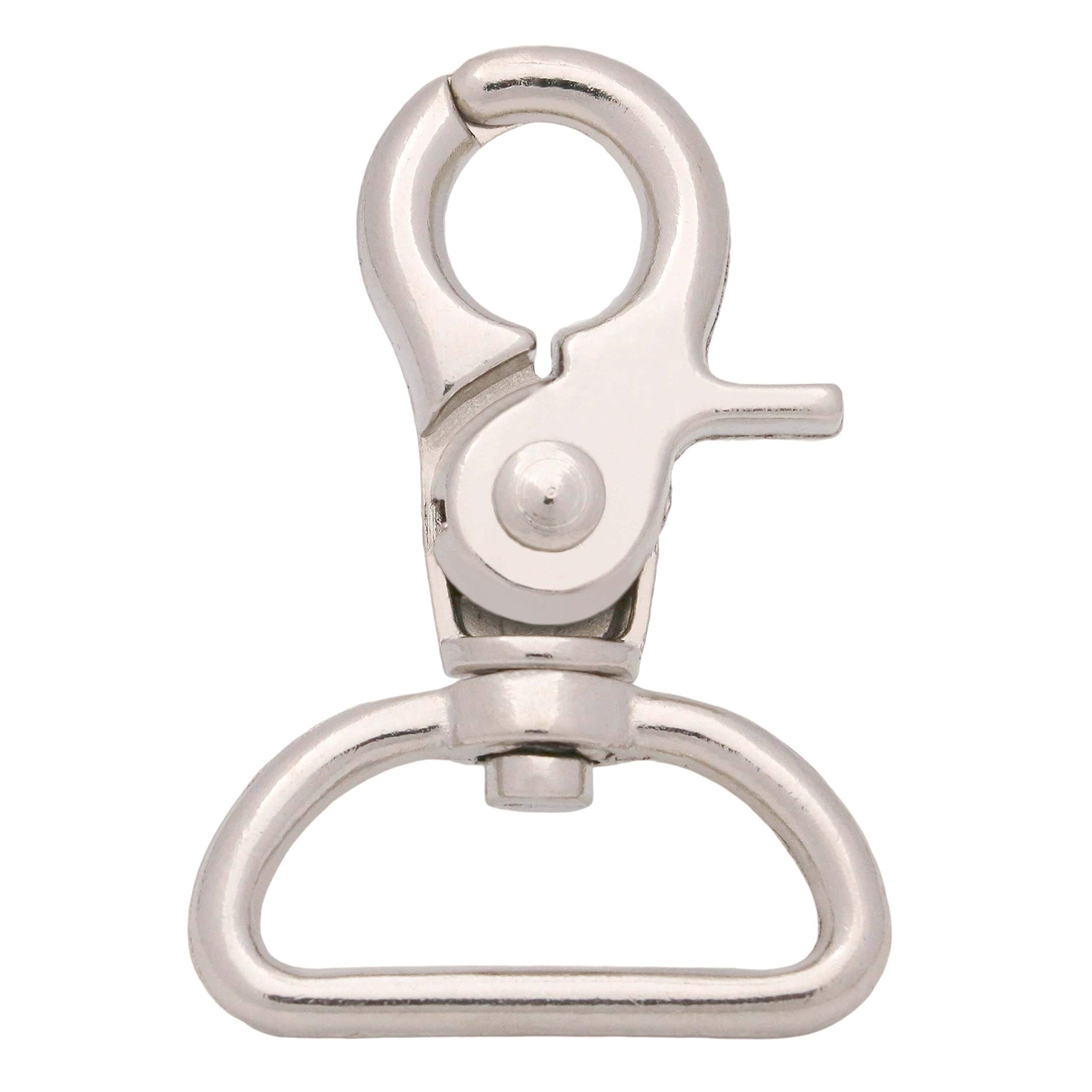 Silvery 1'' Inside Diameter D-Ring Lobster Clasp Claw Swivel Hook Pack of 8