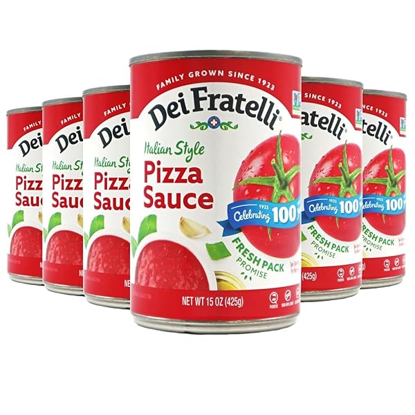 DEI FRATELLI PIZZA SAUCE FROM VINE-RIPENED TOMATOES (15 OZ. CANS, 6 PACK) – NO WATER, NO PASTE, NON-GMO, GLUTEN-FREE