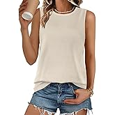 JOELLYUS Womens Tank Tops Summer Casual Crew Neck Sleeveless Top Loose Fit Basic Tunic Shirts