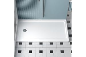 KPUY Shower Base, 60'' L X 32'' W Shower Base Pan with Single Threshold and Left Drain, Shower Pan with Slip Resistant Textured Surface, White Acrylic