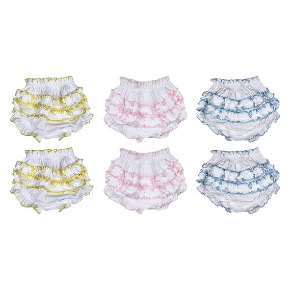 GURU KRIPA BABY PRODUCTS Presents Cotton Fabric Back Frill Panty for Baby Girl Inner Wear Drawer/Bloomer Underwear Brief Girl Casual Nikker for Baby Girls Pack of 6 Pcs