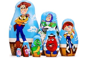 AEVVV Toy Story Wooden Nesting Dolls Sets 7 Pcs - Russian Matryoshka Cartoon Themed