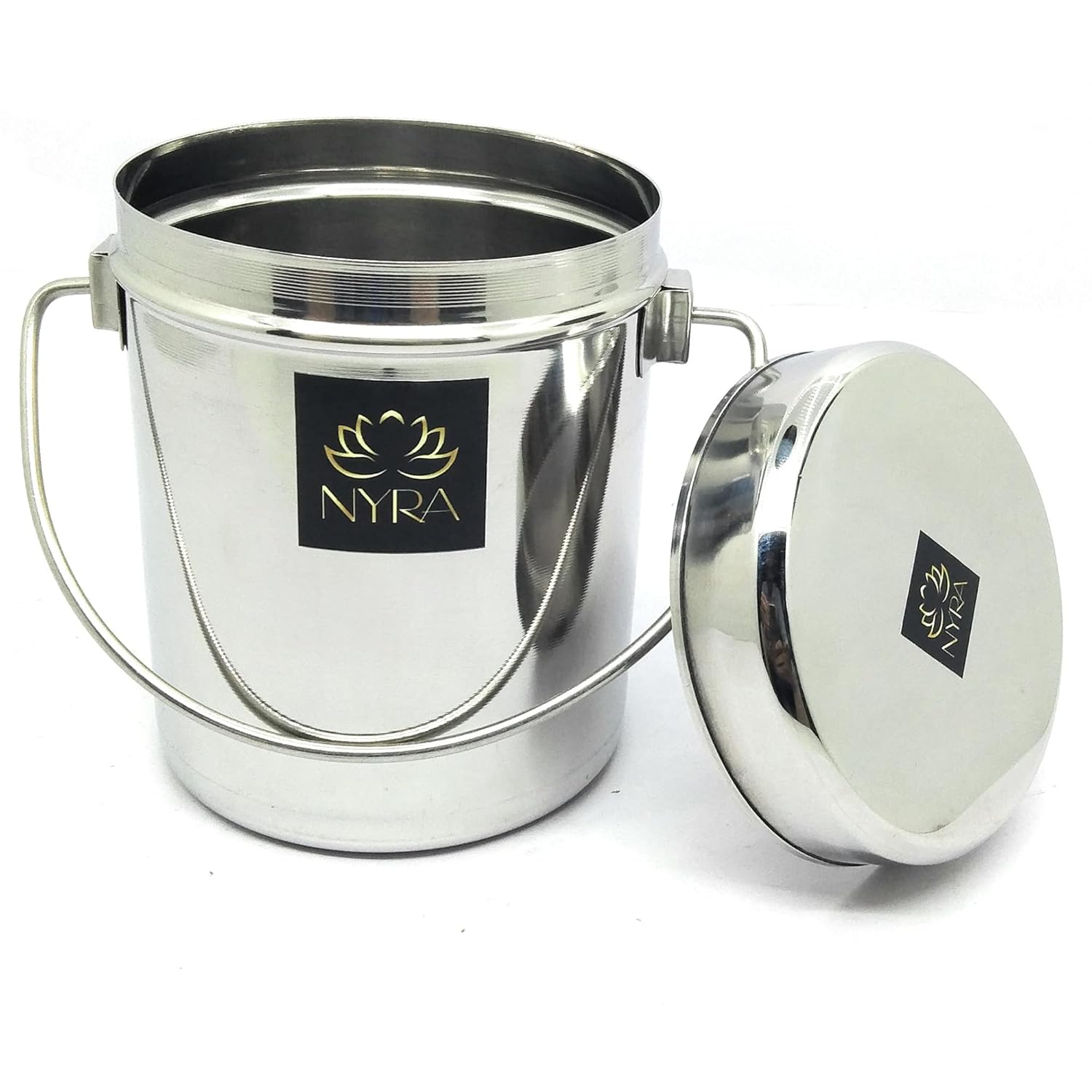 Buy NYRA Stainless Steel Milk Pot with lid, deep Dabba, Flat Bottom