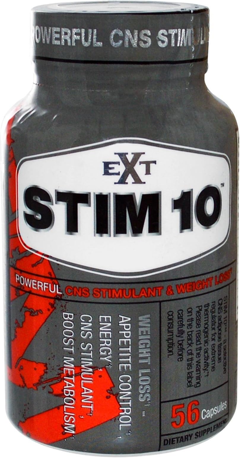 Ext Sports, Stim 10, Powerful CNS Stimulant & Weight Loss, 56 Capsules