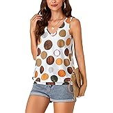 Umenlele Women’s Casual Banded Bottom Cami Shirt V Neck Sleeveless Loose Summer Tank Top Camisole Floral White Small