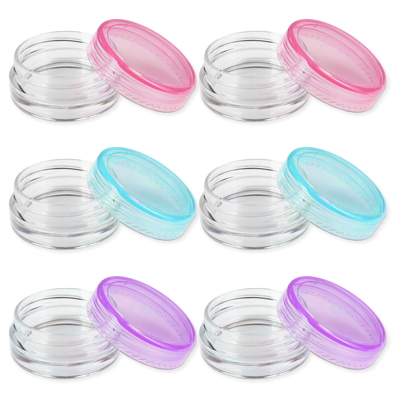 ZXCHOME Travel Containers, 6 Clear Plastic Cosmetic Jars, 5ml Each, Airtight Lids, Ideal for Creams, Powders, and More