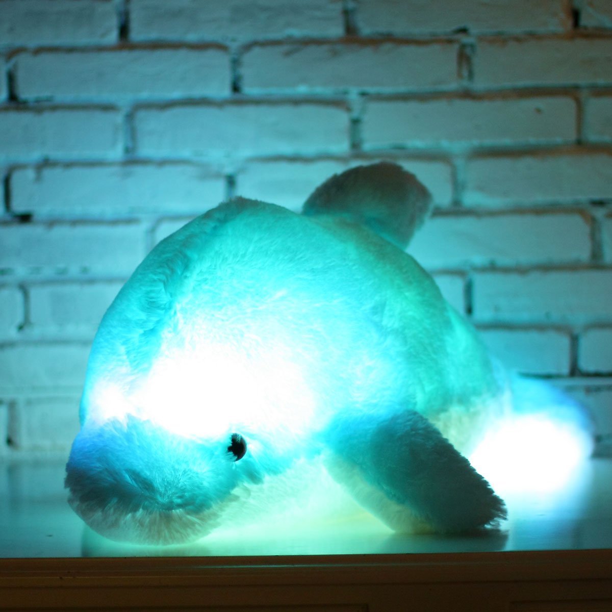 Zinsale 7 Color Changing LED Lighten Stuffed Dolphin Toy Plush Pillow Night Light (White, 30cm)