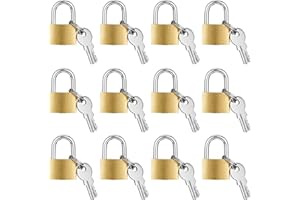 12 Pieces Padlock Small Solid Brass Locks with 2 Keys for Luggage Backpack Gym Locker Suitcase Classroom Matching Game and