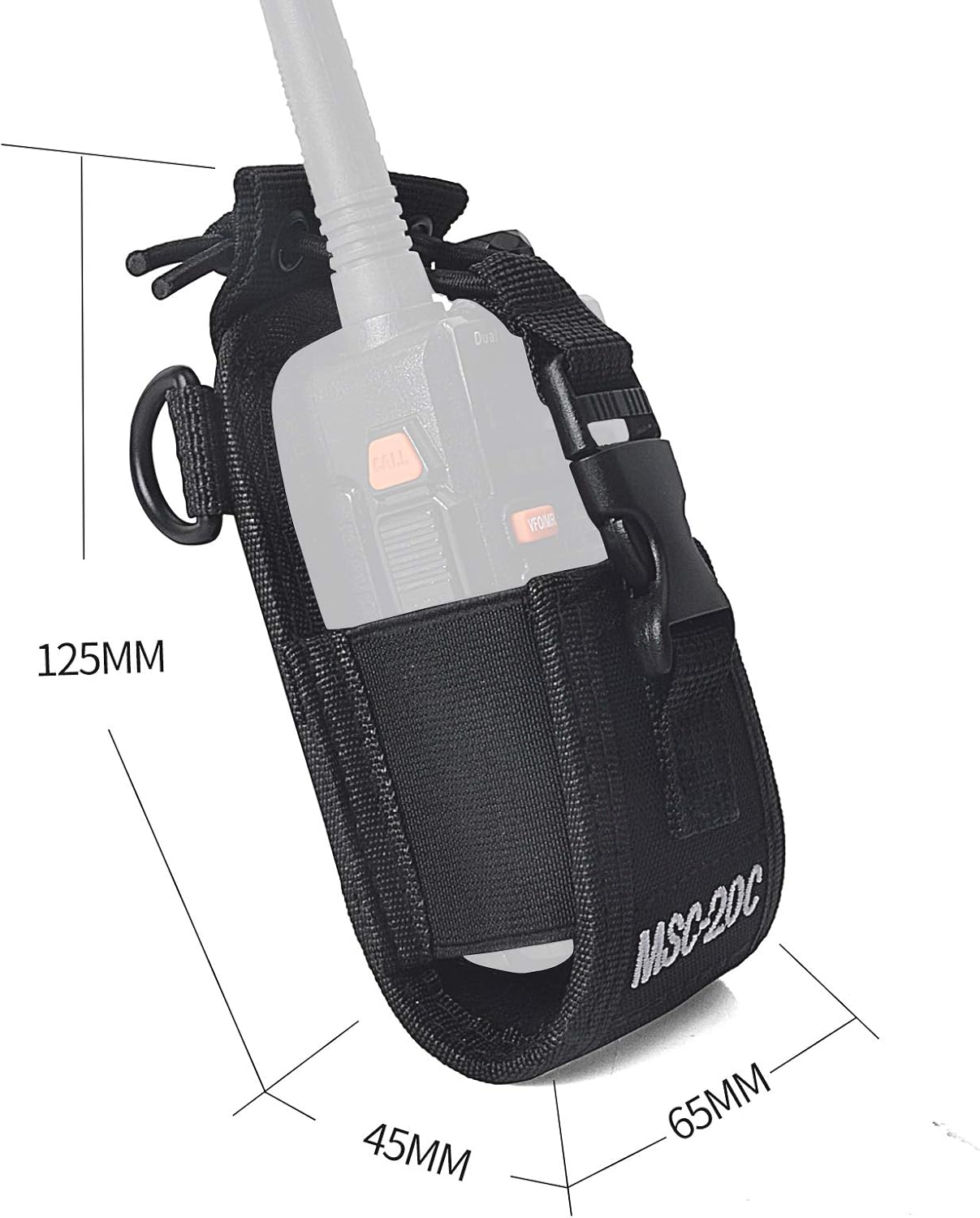 HYS MSC-20C Adjustable Multi-function Pouch Case Holder Compatible for Kenwood Yaesu Icom Motorola Baofeng UV5R UV82 TYT UV5RA HYT 888S Walkie Talkie Holster - Image 4