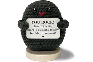 ZPARNO Positive Crochet Rock, Inspirational Birthday Rock Gifts for Women Men, Funny Handmade Emotional Support Decor for Friends, Encouragement Christmas Graduation Self Care Gift, College Student Gifts