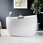 Empava Whirlpool Tub,59 in Freestanding Air Jetted Bathtub, Japanese Soaking Tub with Pre-Molded Seat, 48 Air Jets for Spa-Li