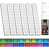 EZVALO 80RGB Color Changing Under Cabinet Lighting, Led Shelf Lights | Wireless, Rechageable, Magnetic, Remote Control, Color Changing, Diammble, DIY Mode, 1800mAh Battery, Memory Function
