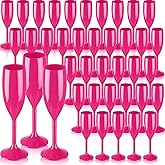 Domensi 40 Pcs Champagne Flutes Bulk 6 oz Valentine's Day Acrylic Wine Glasses Toasting Goblet Unbreakable Plastic High Stem Champagne Cups for Wedding Birthday Party