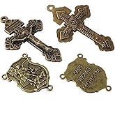 Luomu 4 Sets of Saint Michael Centerpiece and Pardon Crucifix for DIY Making Rosary