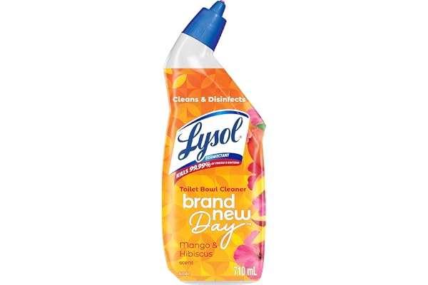 Lysol Brand New Day Toilet Bowl Cleaner, Disinfectant Gel, 710 mL | Removes Hard Water & Rust Stains, Kills Germs, Angled Bot