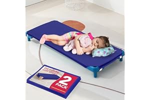 ROWINSYDD 2 Pcs Daycare Cot Sheets, 23" X 51", Blue Toddler Cot Sheets Daycare with Corner Elastic Loops for Infants, Daycare Essentials for Toddler and Preschool, Breathable Microfiber