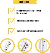 Avocet White UPVC Door Butt Hinge 100mm Double Glazed Patio Door Adjustable view 4