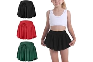 SKYANT Flowy Butterfly Shorts for Girls 2-in-1 Athletic Running Skirt Shorts Cheer Tennis Dance Preppy with Spandex Liner