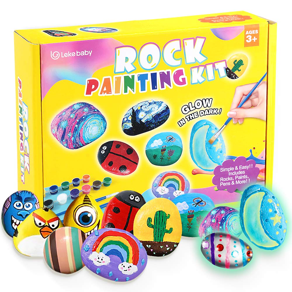 Lekebaby Stones Painting Set, Craft Set, Stones Painting Set for Boys and Girls from 3 Years