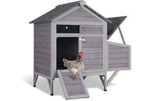 Aivituvin Chicken Coop with Nesting Box and Stand, Outdoor Elevated Hen House Wooden Poultry Coops with Weatherproof Asphalt 